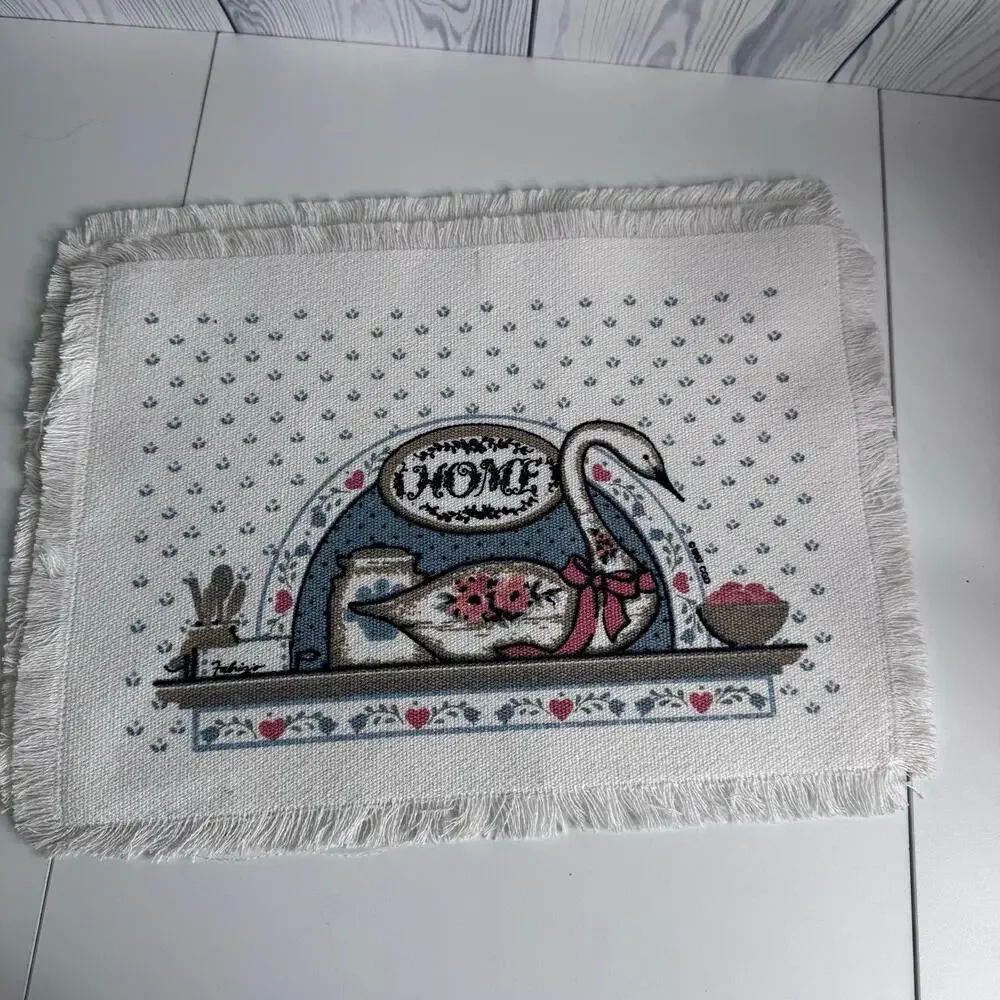 Vintage Goose 1987 Set of 4 Placemats Woven Cottage Core Country USA